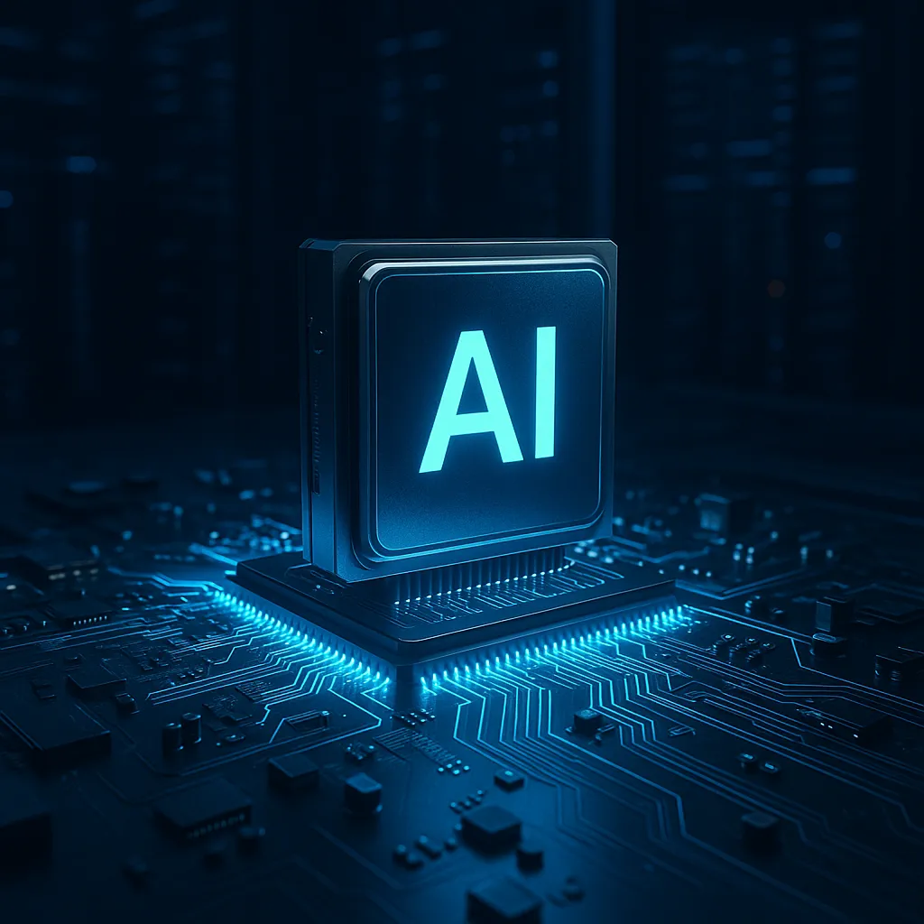 AI chip rendering and circuit board layout