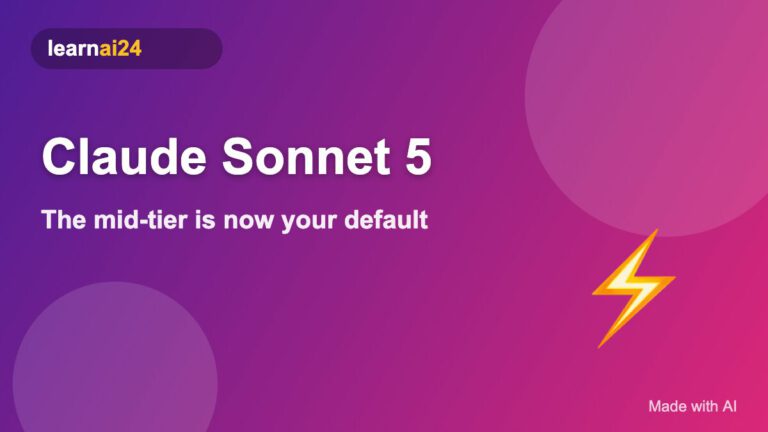 Claude Sonnet 5 announcement cover graphic for LearnAI24