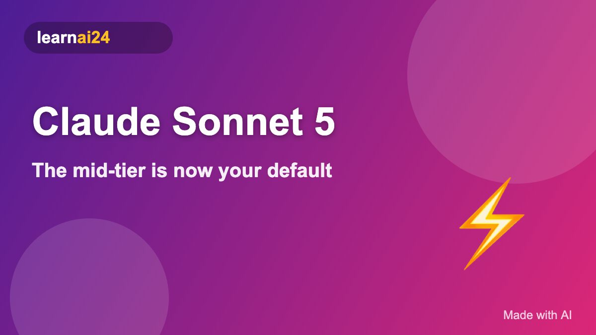 Claude Sonnet 5 announcement cover graphic for LearnAI24