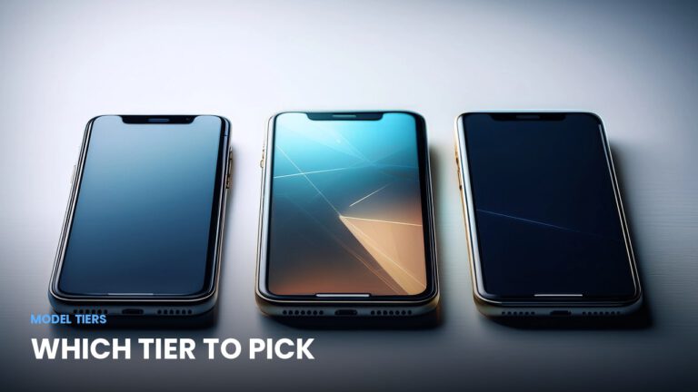 Three smartphones on a desk showing abstract interfaces, illustrating GPT-5.6 model tiers