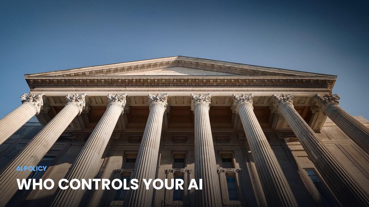 Columns of a classical government building, illustrating AI policy and governance