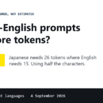 Chart card stating that Japanese needs 26 tokens where English needs 15 for the same instruction, a 73 percent increase, measured on the o200k_base tokeniser